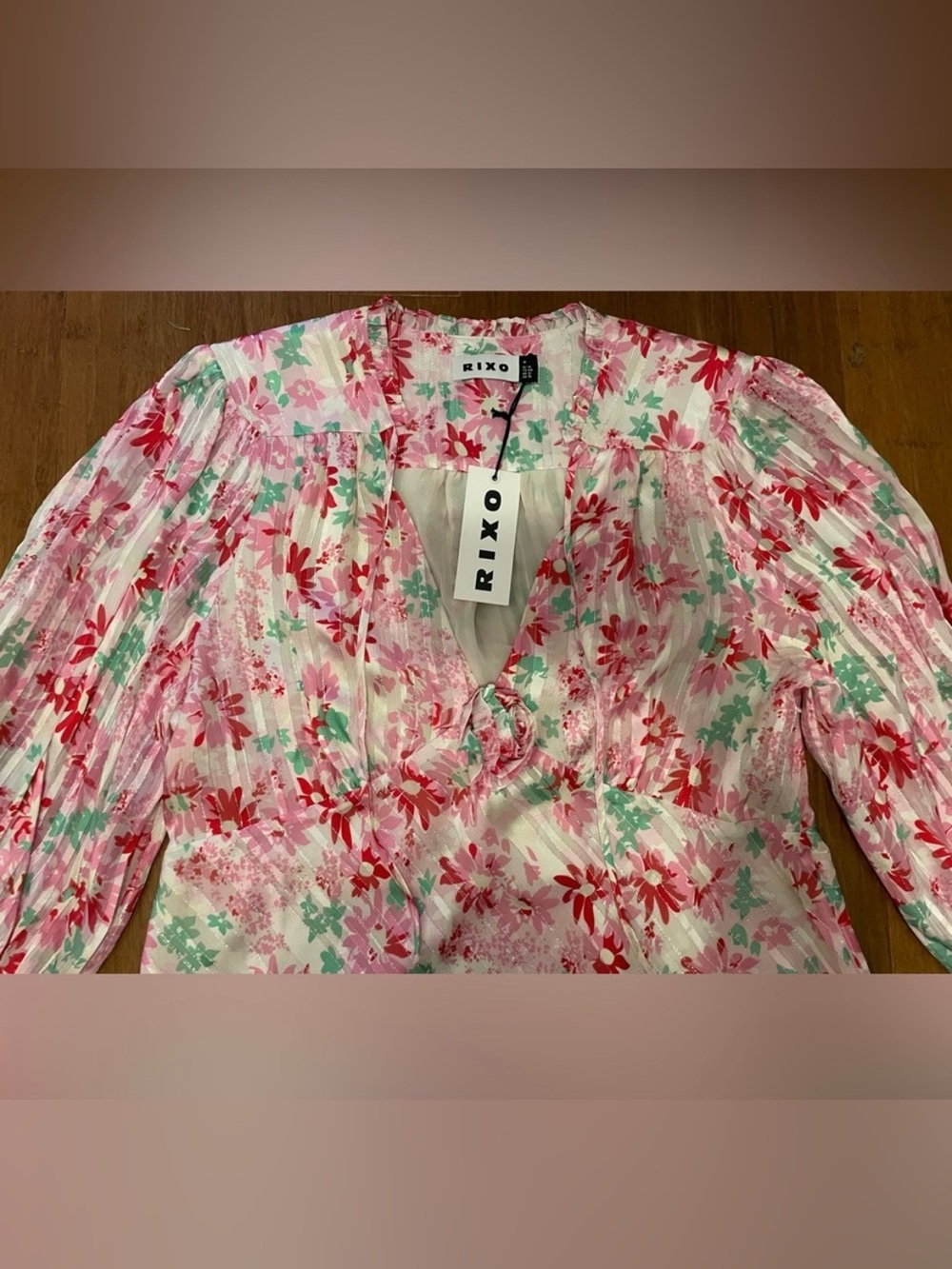 Rixo Dress NWT Floral XL/ US 12 Luxury Cocktail Wedding Silk Blend Shower Party - Picture 15 of 16